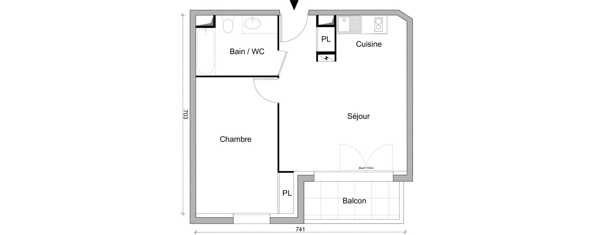 Appartement T2 de 45,19 m2 &agrave; Villepinte March&eacute;