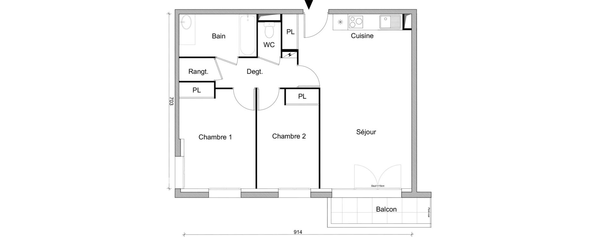 Appartement T3 de 63,34 m2 &agrave; Villepinte March&eacute;
