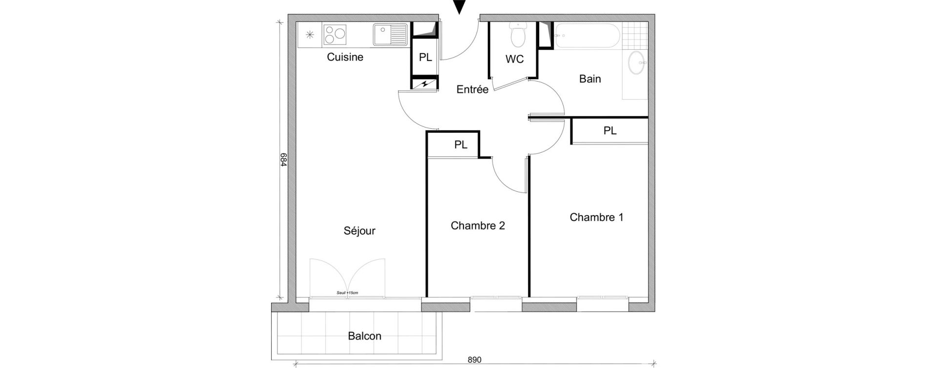 Appartement T3 de 58,24 m2 &agrave; Villepinte March&eacute;