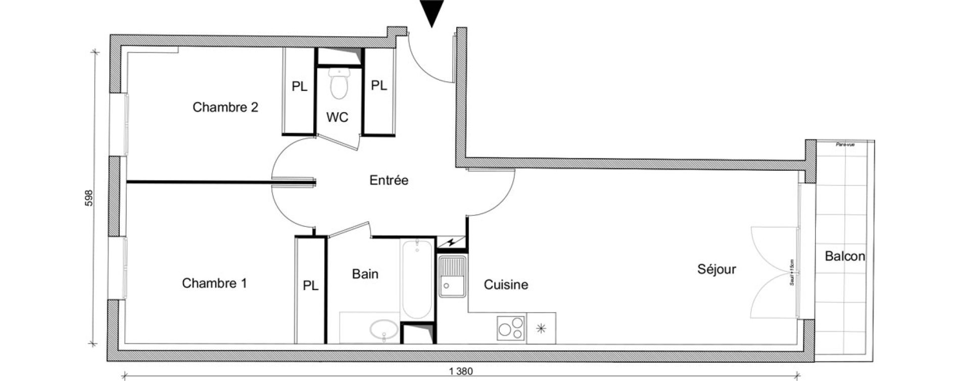 Appartement T3 de 64,75 m2 &agrave; Villepinte March&eacute;