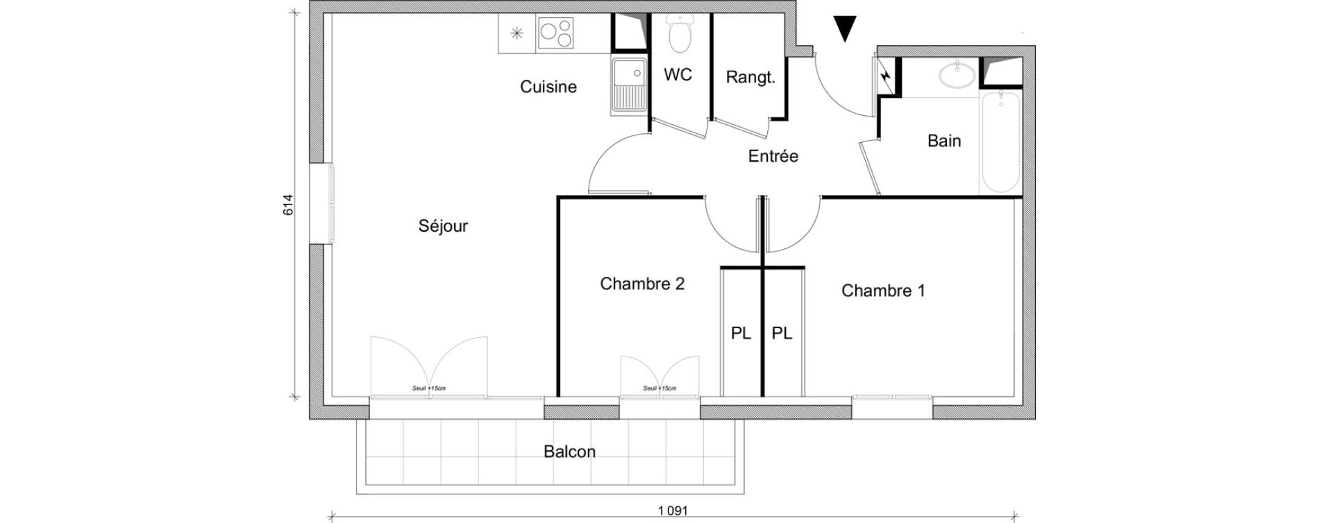 Appartement T3 de 62,54 m2 &agrave; Villepinte March&eacute;