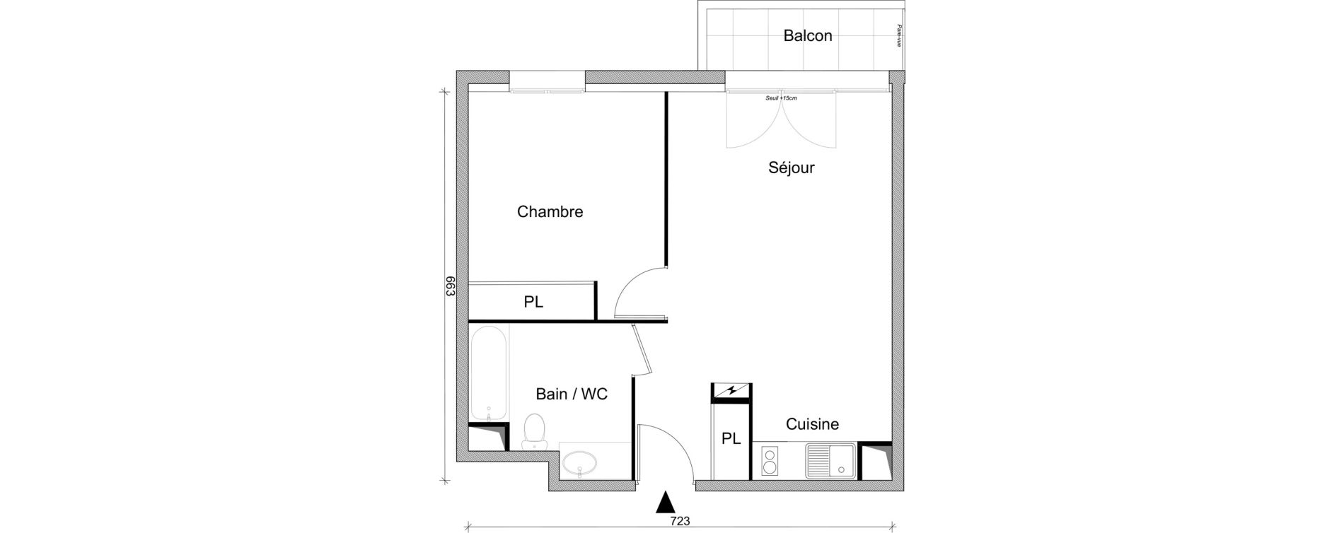 Appartement T2 de 45,64 m2 &agrave; Villepinte March&eacute;