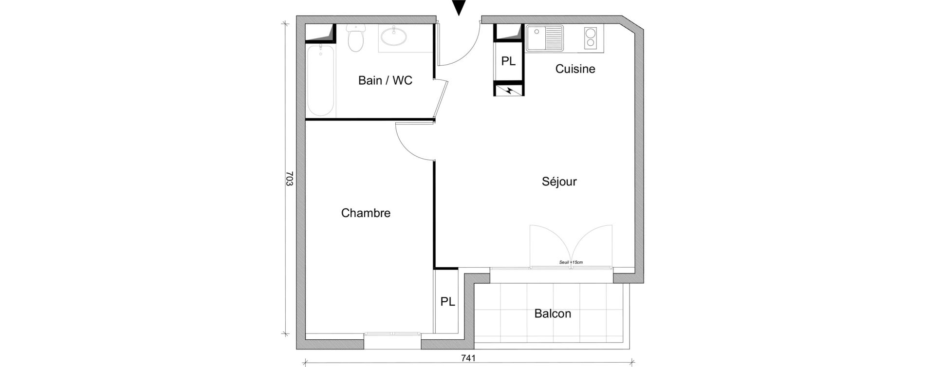 Appartement T2 de 45,19 m2 &agrave; Villepinte March&eacute;