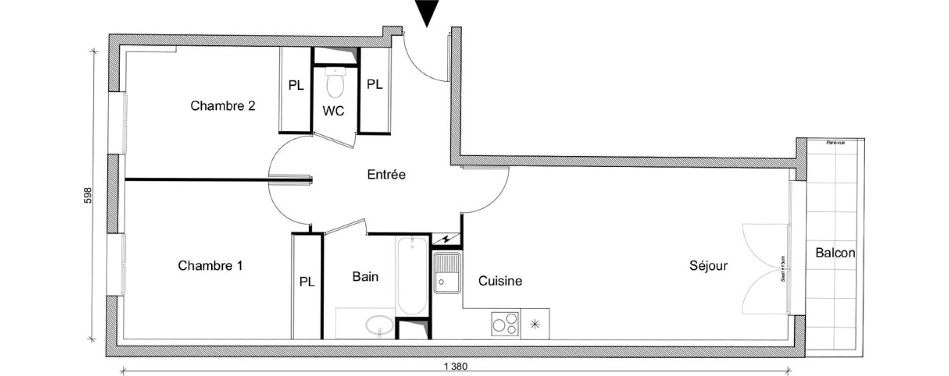 Appartement T3 de 64,75 m2 &agrave; Villepinte March&eacute;