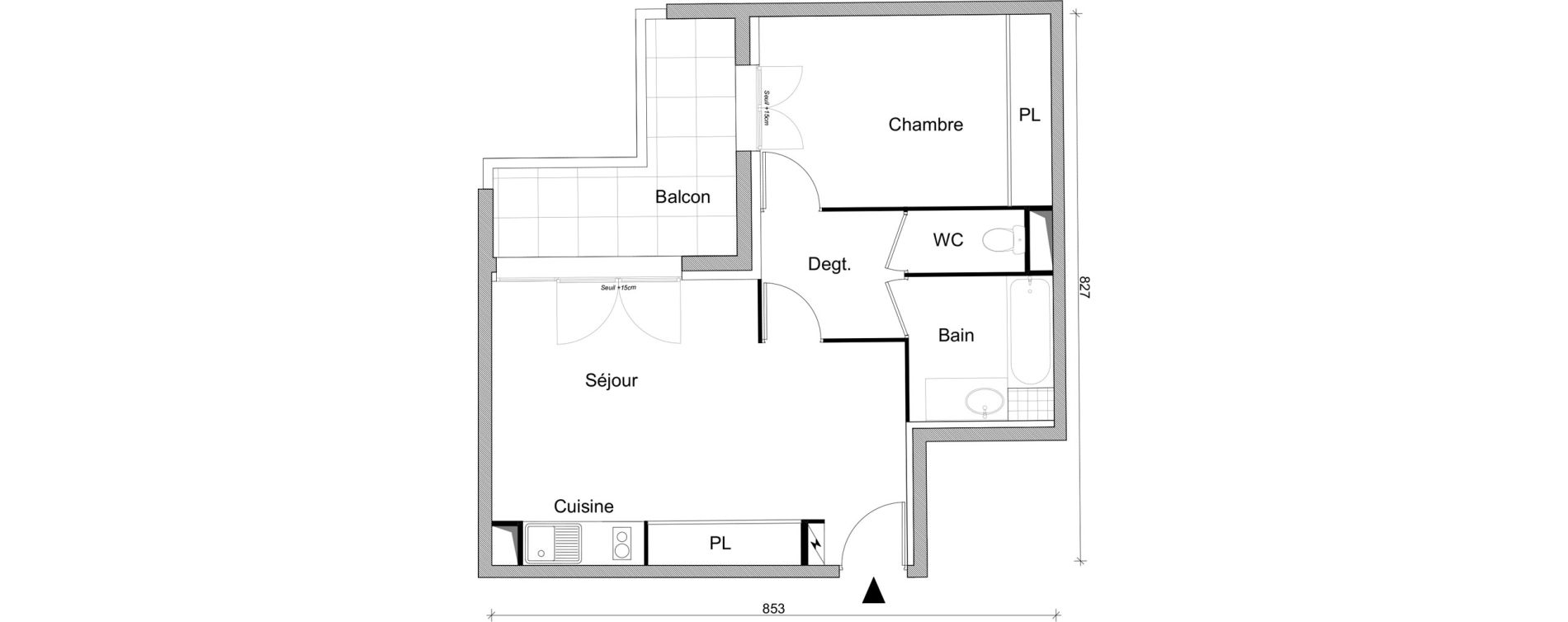 Appartement T2 de 47,77 m2 &agrave; Villepinte March&eacute;