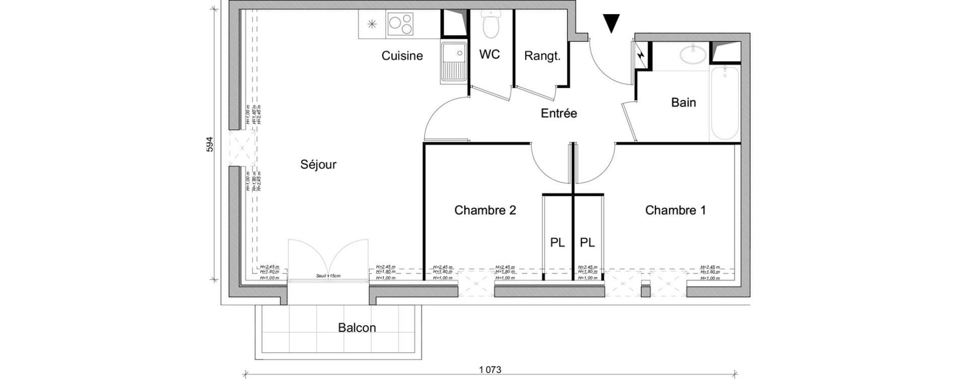 Appartement T3 de 57,36 m2 &agrave; Villepinte March&eacute;