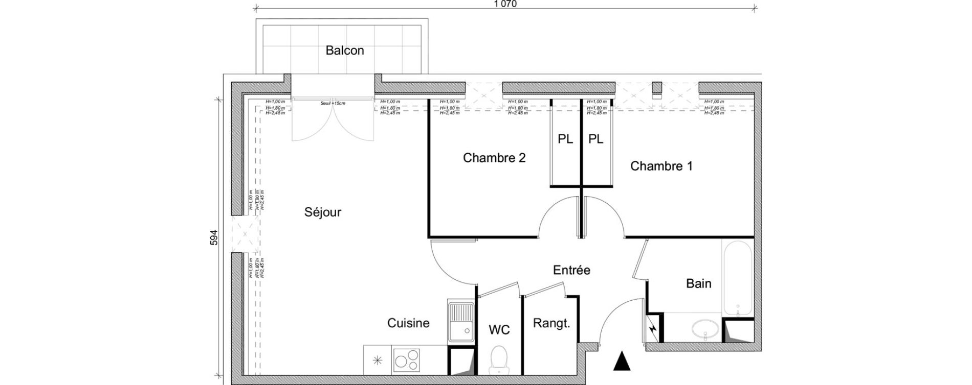 Appartement T3 de 58,10 m2 &agrave; Villepinte March&eacute;