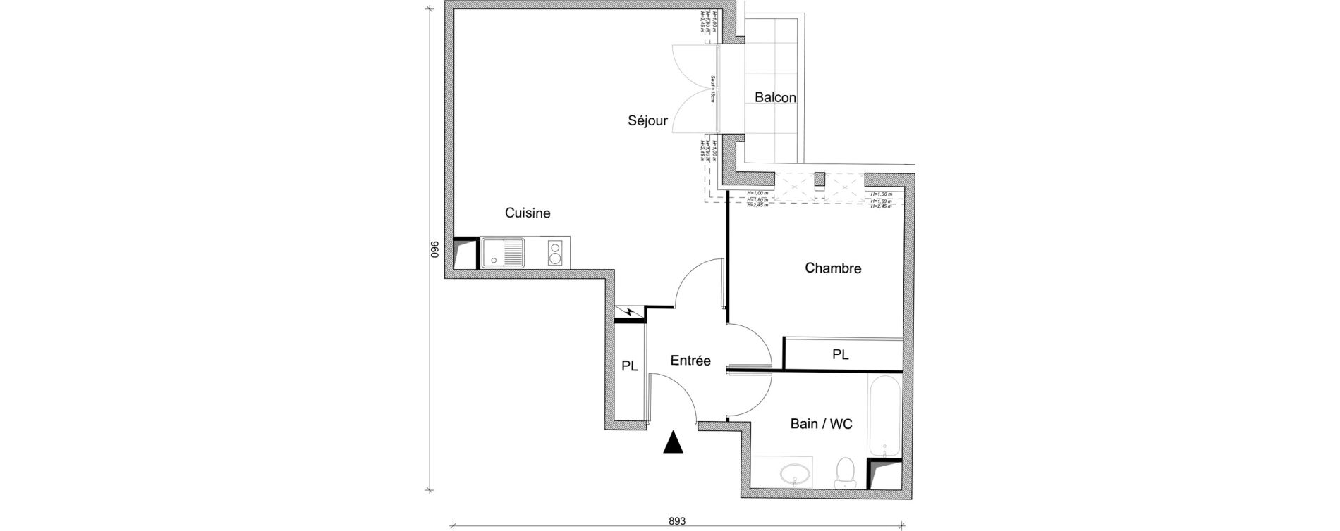 Appartement T2 de 52,37 m2 &agrave; Villepinte March&eacute;
