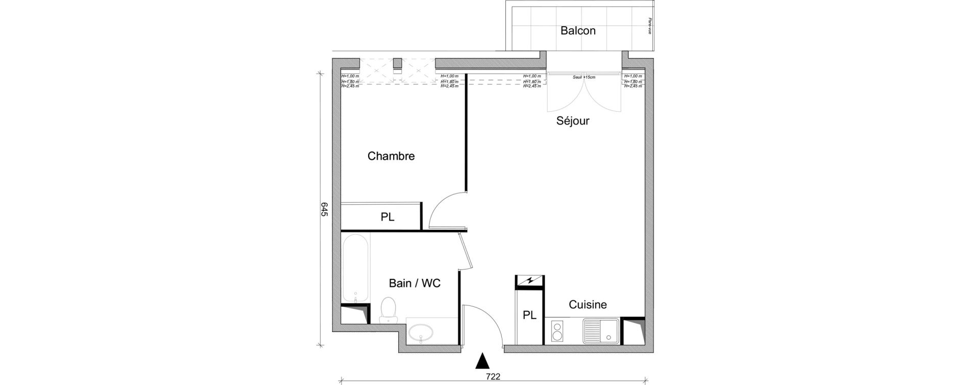 Appartement T2 de 43,68 m2 &agrave; Villepinte March&eacute;