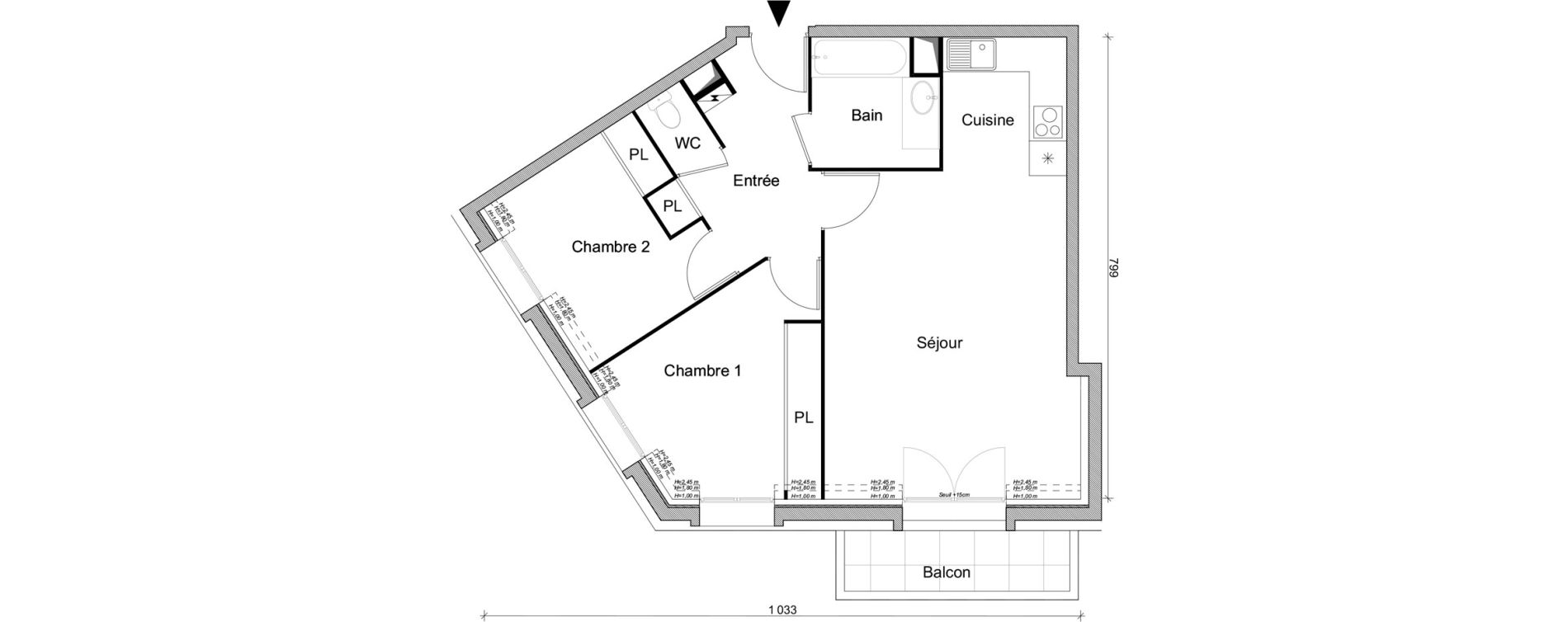 Appartement T3 de 63,31 m2 &agrave; Villepinte March&eacute;