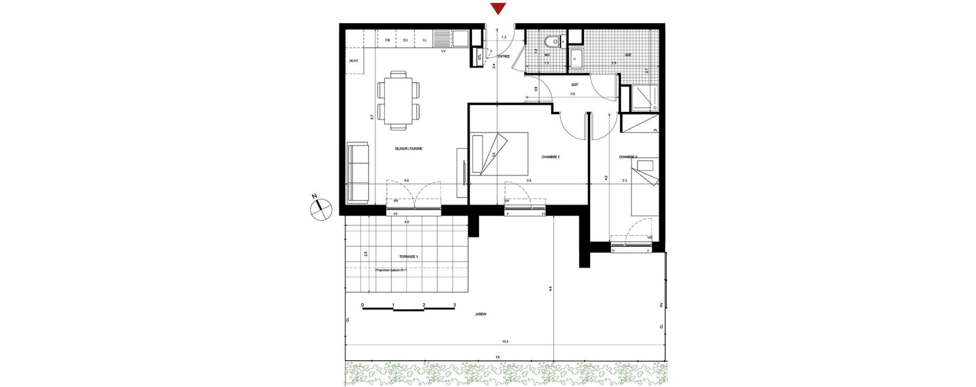 Appartement T3 de 58,61 m2 &agrave; Villepinte La p&eacute;pini&egrave;re