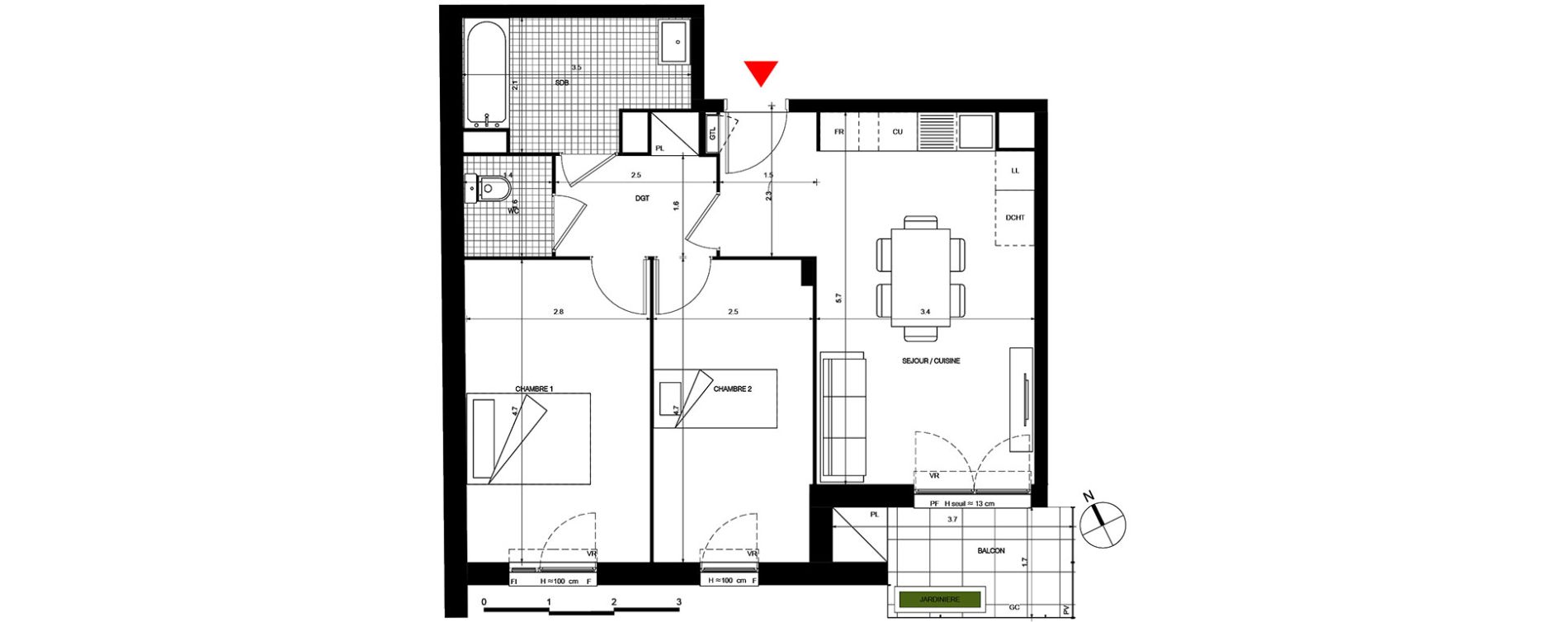 Appartement T3 de 59,31 m2 &agrave; Villepinte La p&eacute;pini&egrave;re