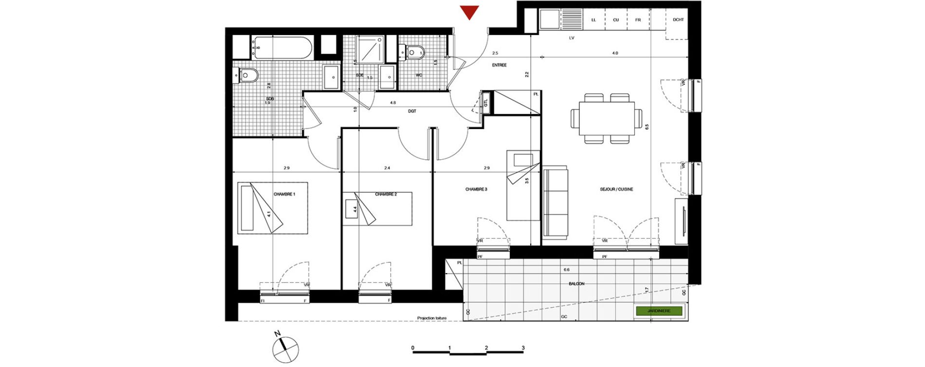 Appartement T4 de 77,28 m2 &agrave; Villepinte La p&eacute;pini&egrave;re