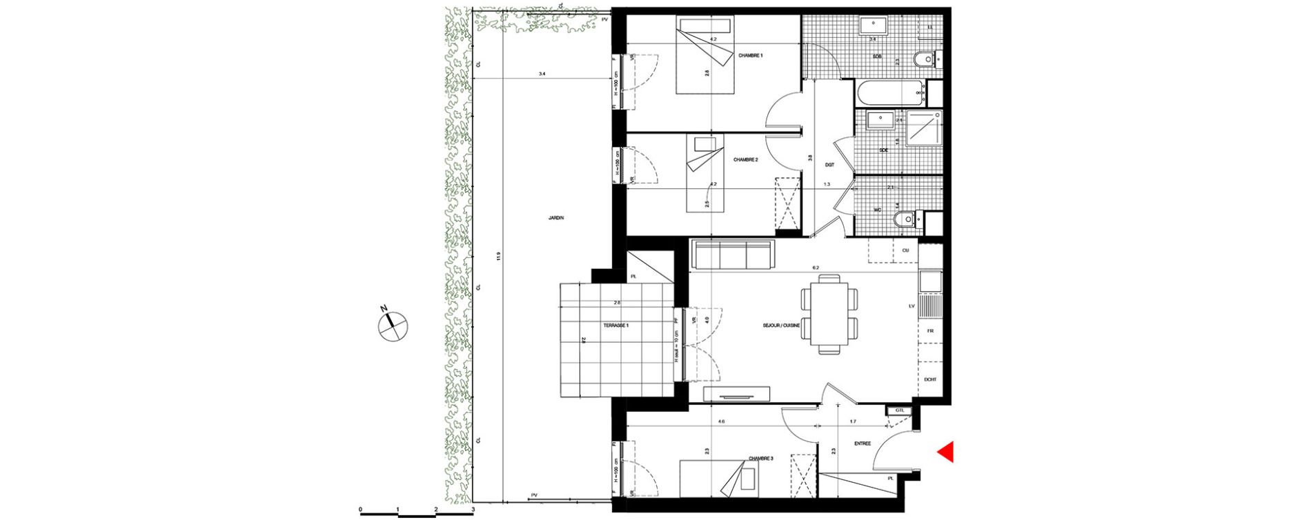 Appartement T4 de 78,52 m2 &agrave; Villepinte La p&eacute;pini&egrave;re