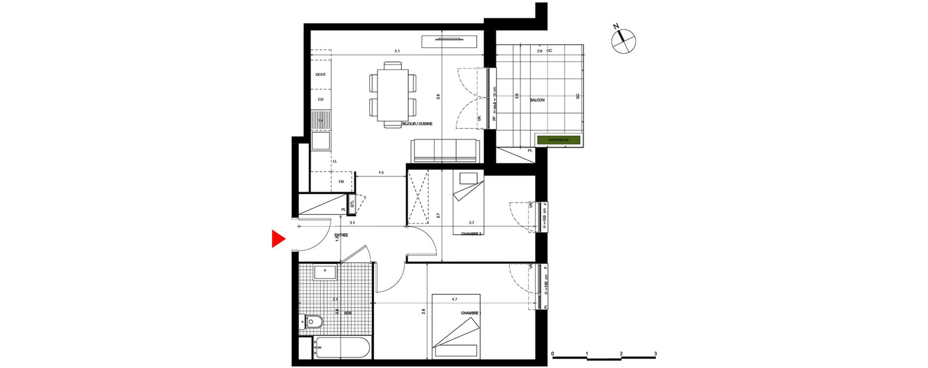 Appartement T3 de 56,65 m2 &agrave; Villepinte La p&eacute;pini&egrave;re
