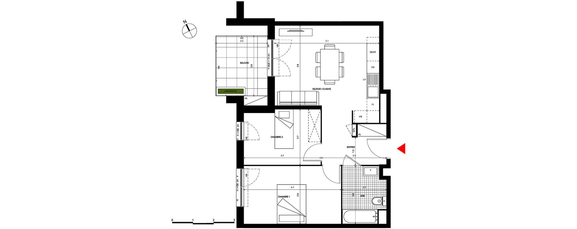 Appartement T3 de 56,43 m2 &agrave; Villepinte La p&eacute;pini&egrave;re
