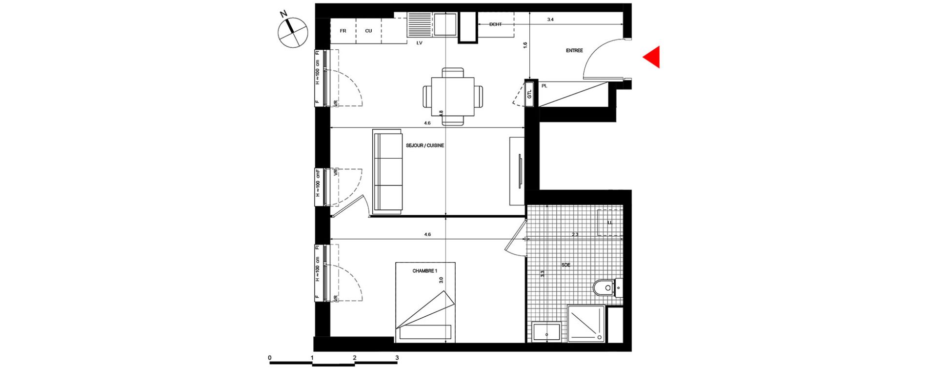 Appartement T2 de 46,56 m2 &agrave; Villepinte La p&eacute;pini&egrave;re