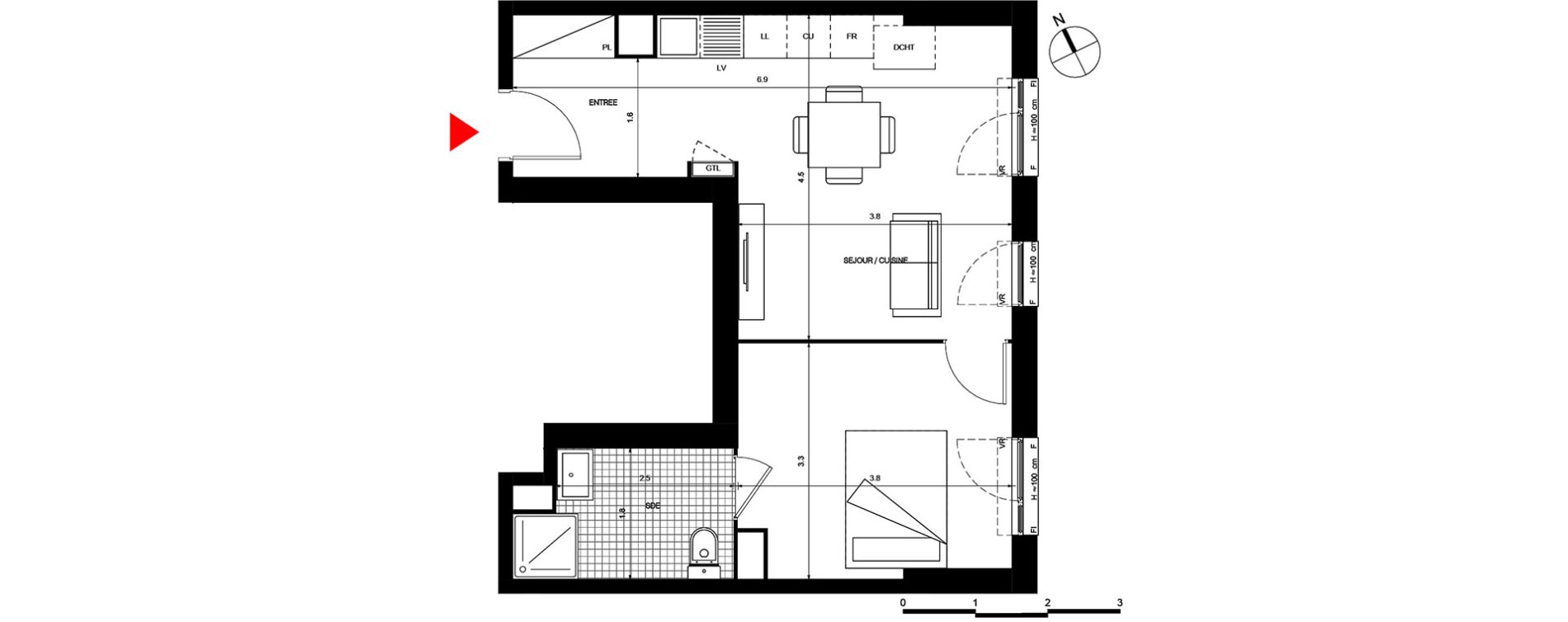 Appartement T2 de 40,18 m2 &agrave; Villepinte La p&eacute;pini&egrave;re