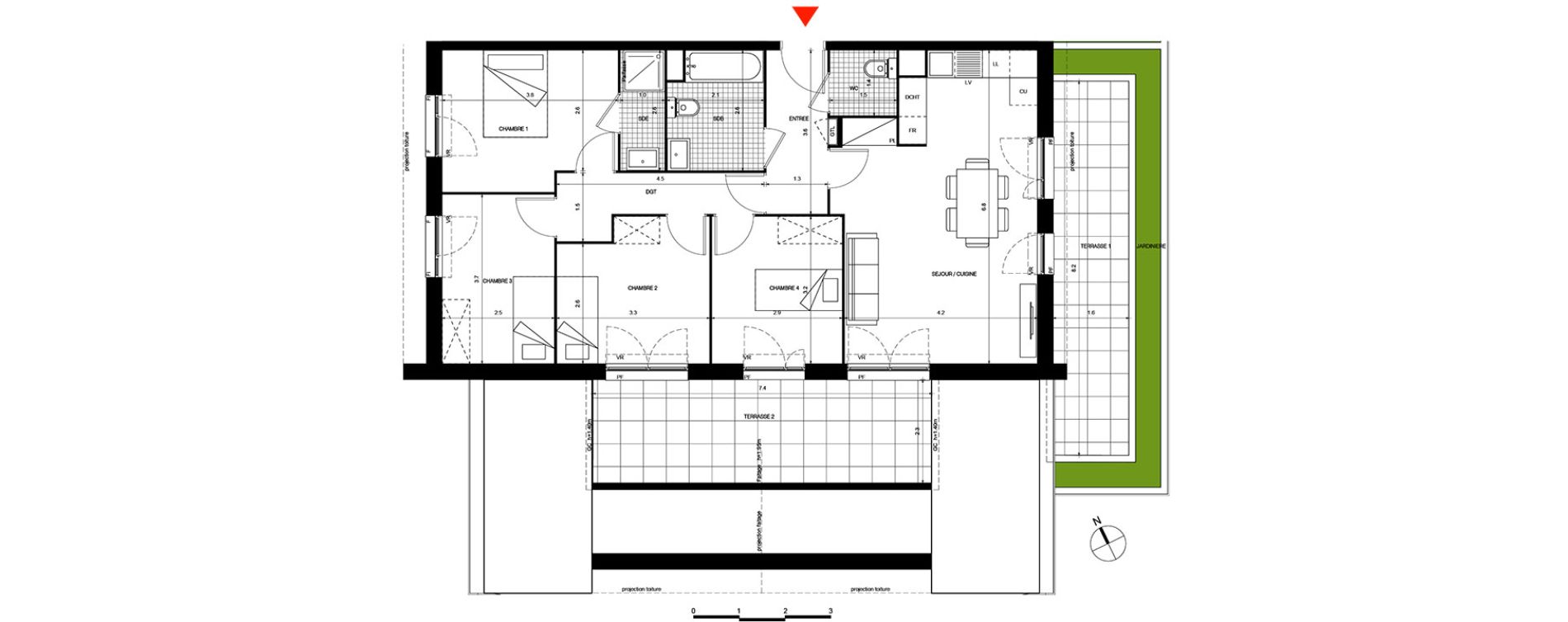 Appartement T5 de 86,15 m2 &agrave; Villepinte La p&eacute;pini&egrave;re