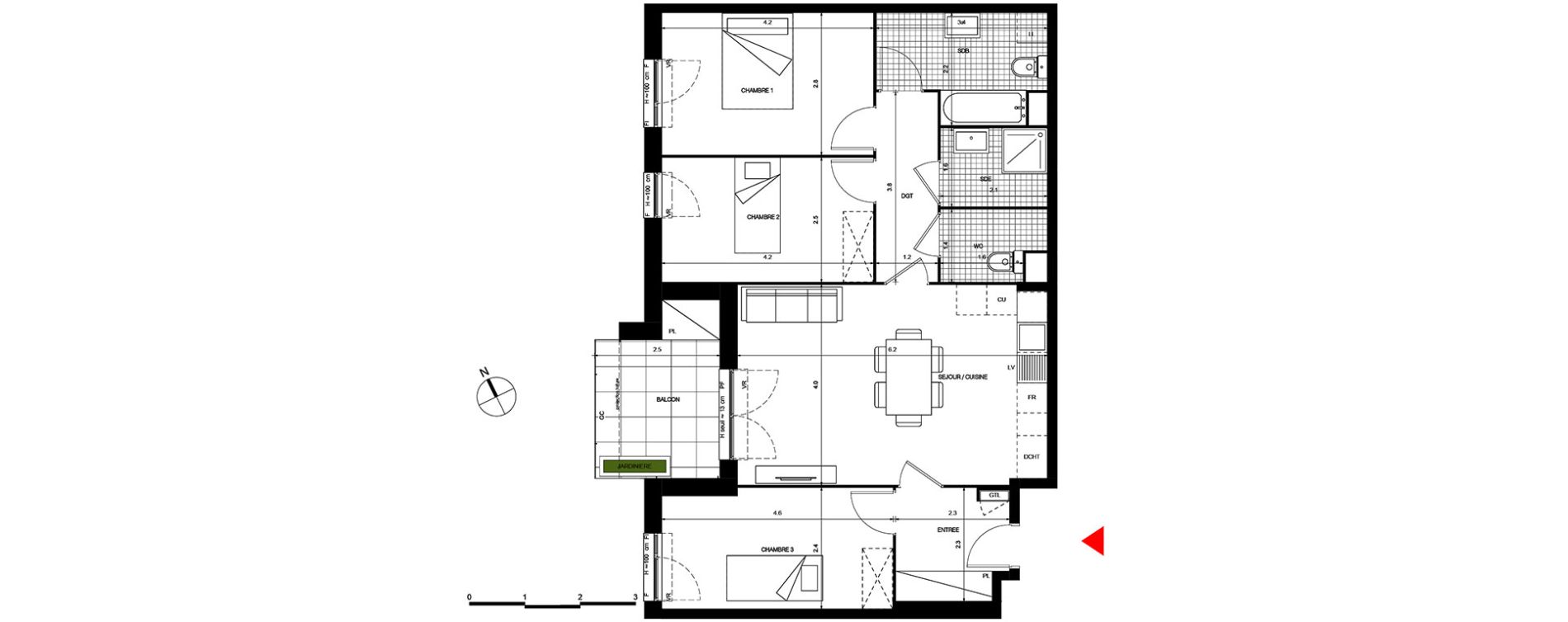 Appartement T4 de 79,31 m2 &agrave; Villepinte La p&eacute;pini&egrave;re