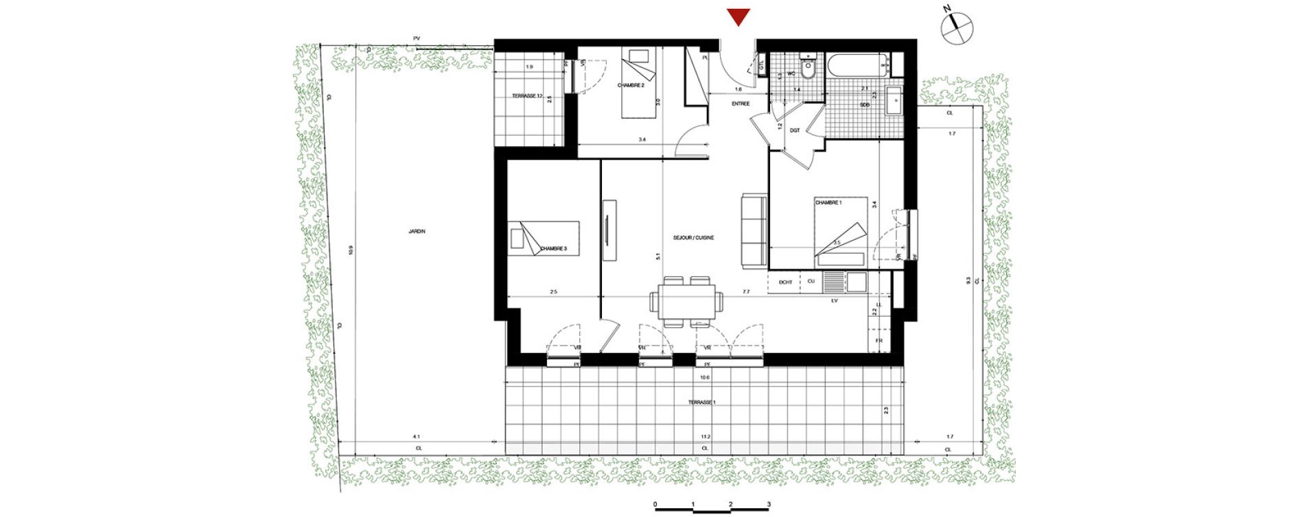 Appartement T4 de 75,87 m2 &agrave; Villepinte La p&eacute;pini&egrave;re