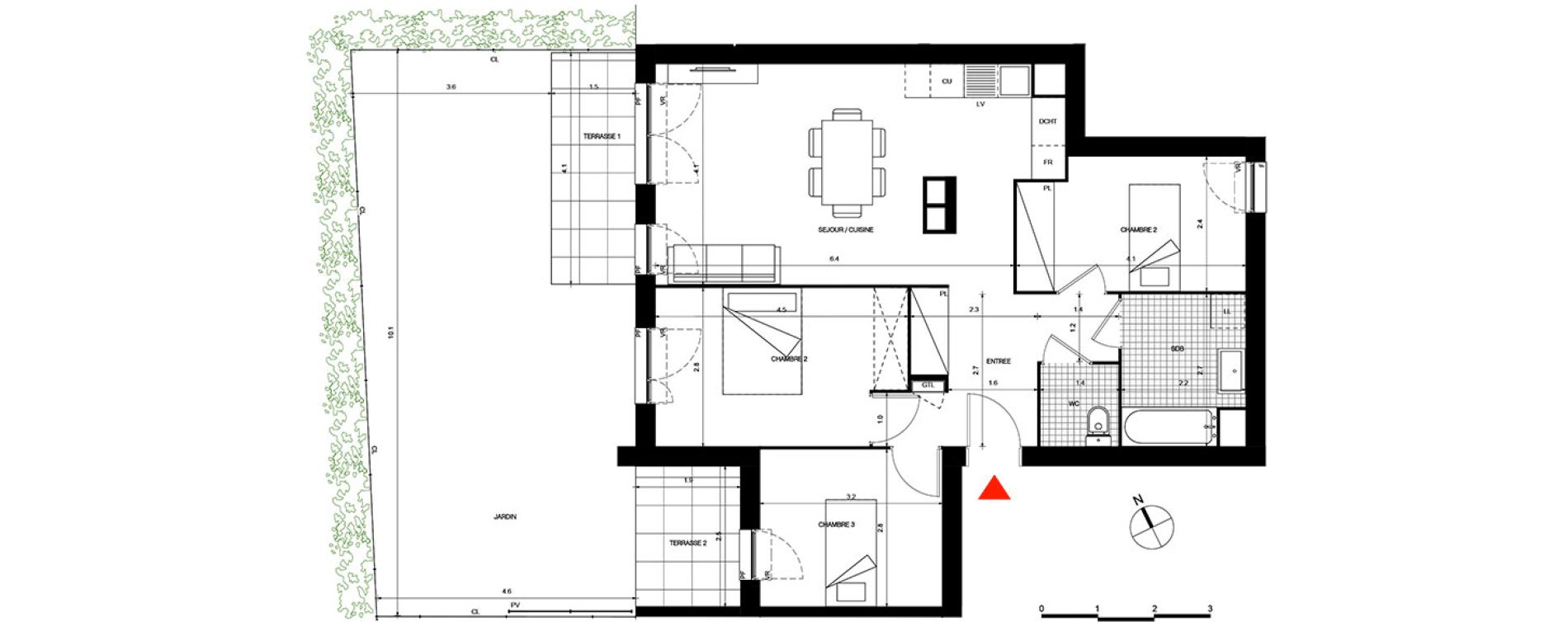 Appartement T4 de 72,62 m2 &agrave; Villepinte La p&eacute;pini&egrave;re