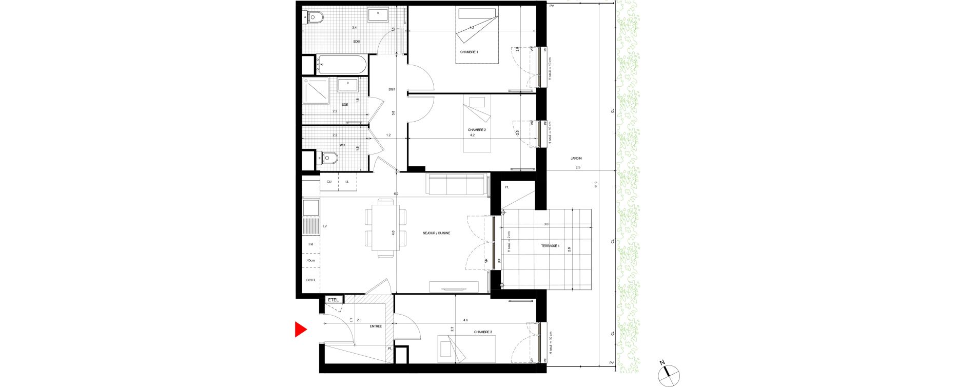 Appartement T4 de 79,32 m2 &agrave; Villepinte La p&eacute;pini&egrave;re
