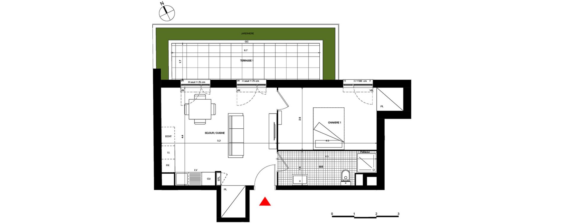 Appartement T2 de 44,35 m2 &agrave; Villepinte La p&eacute;pini&egrave;re
