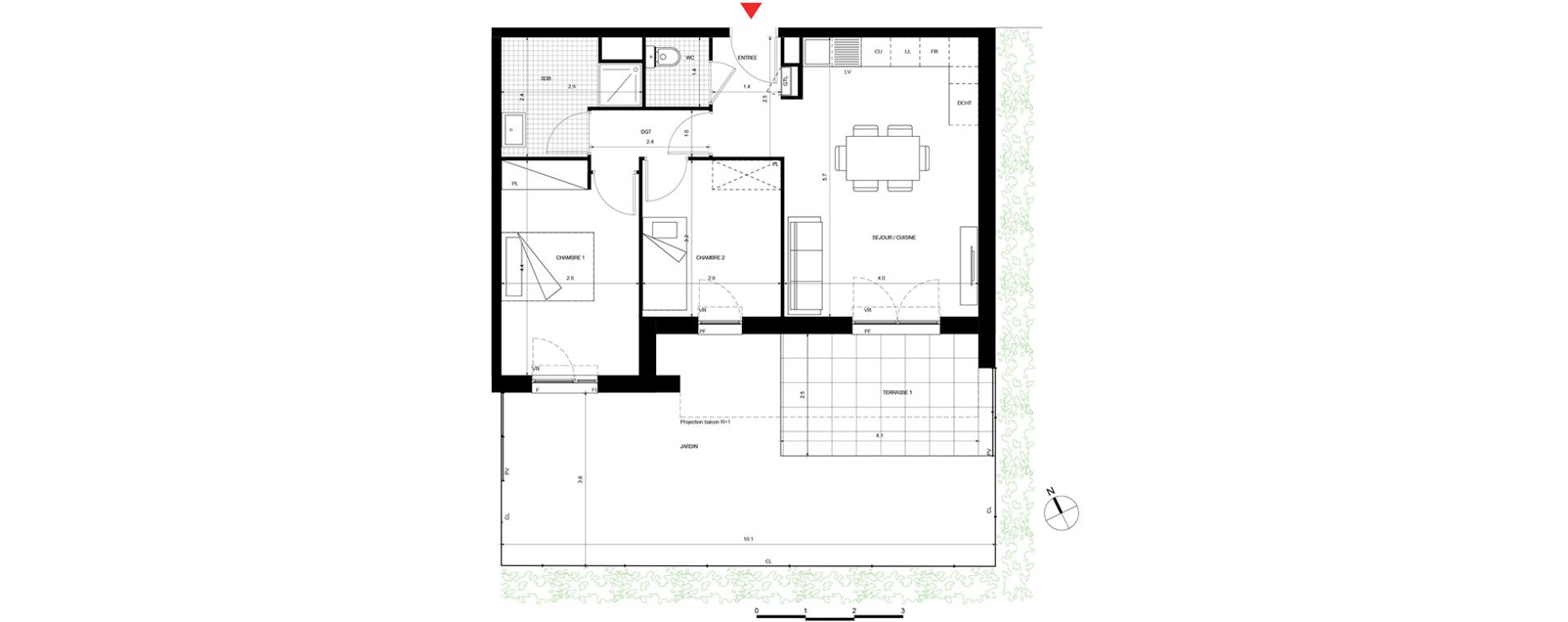 Appartement T3 de 56,93 m2 &agrave; Villepinte La p&eacute;pini&egrave;re