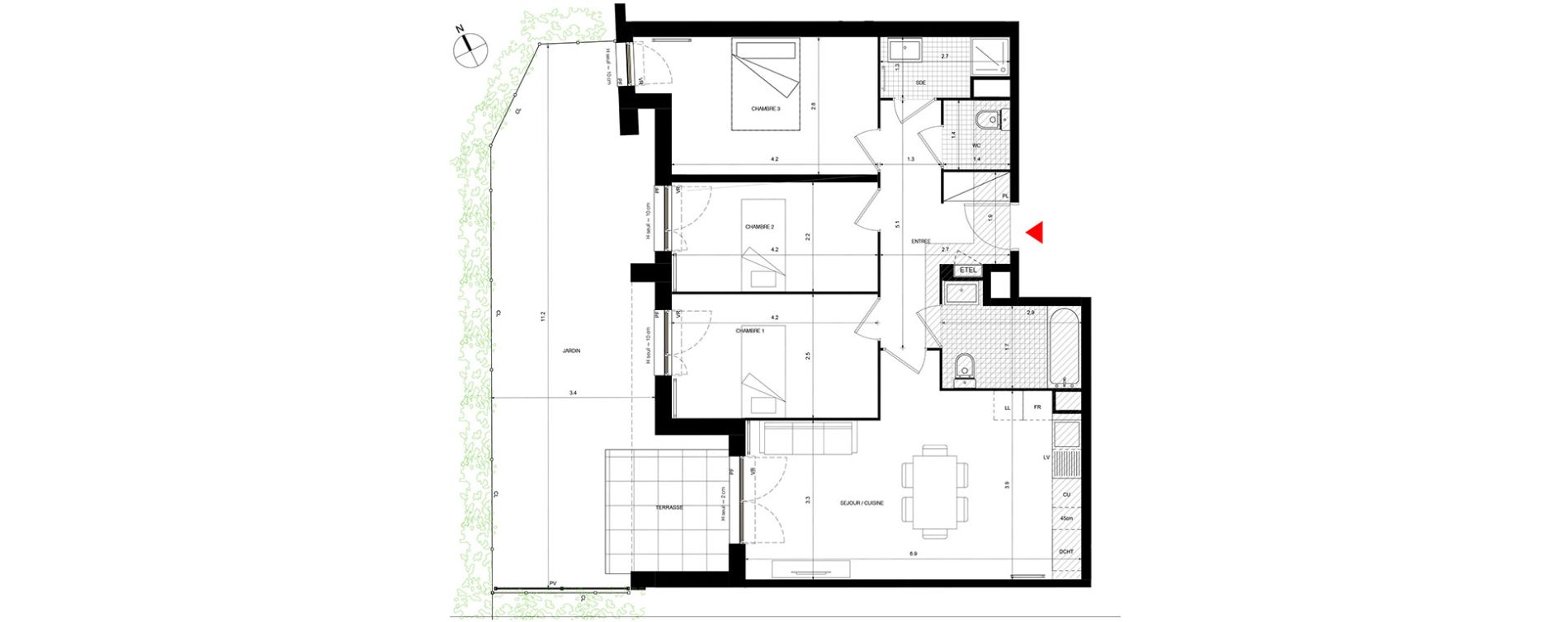 Appartement T4 de 78,23 m2 &agrave; Villepinte La p&eacute;pini&egrave;re