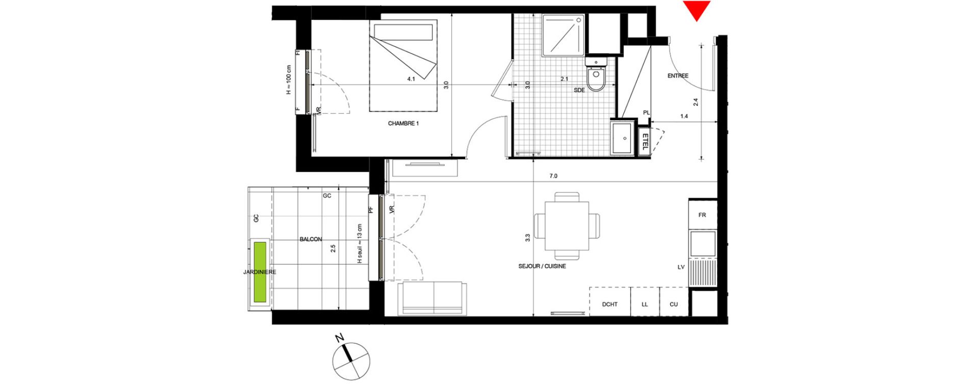 Appartement T2 de 44,64 m2 &agrave; Villepinte La p&eacute;pini&egrave;re