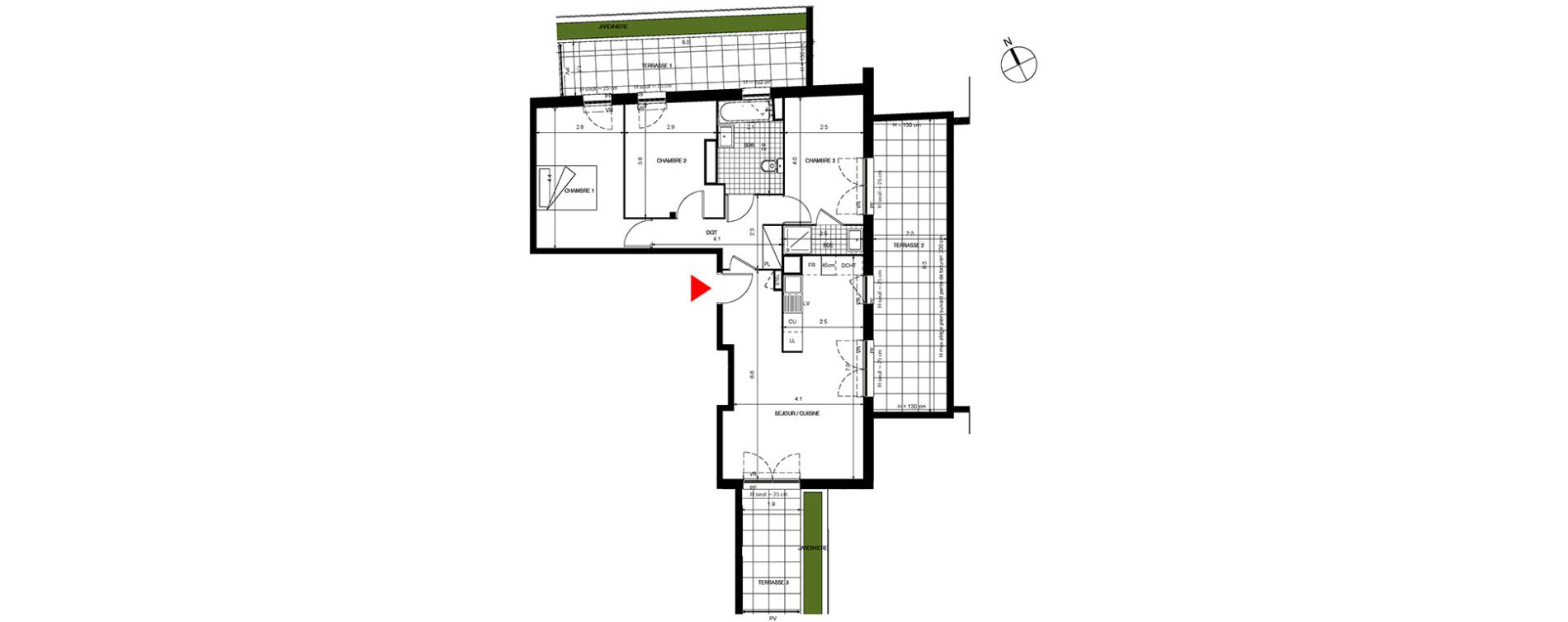 Appartement T4 de 76,49 m2 &agrave; Villepinte La p&eacute;pini&egrave;re