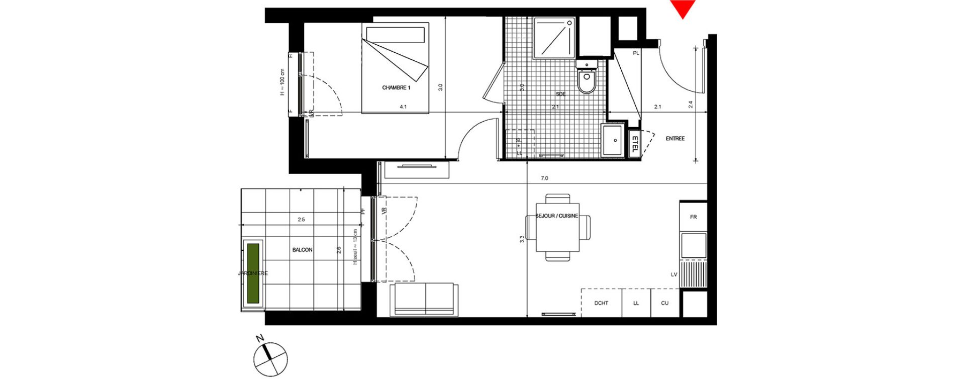 Appartement T2 de 44,64 m2 &agrave; Villepinte La p&eacute;pini&egrave;re