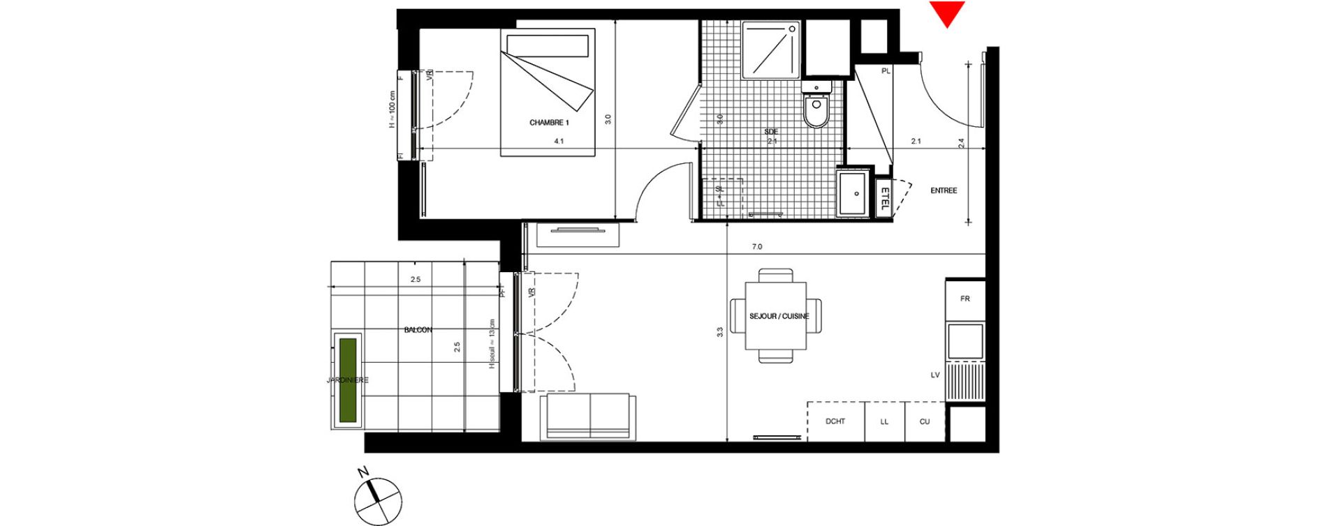 Appartement T2 de 44,62 m2 &agrave; Villepinte La p&eacute;pini&egrave;re