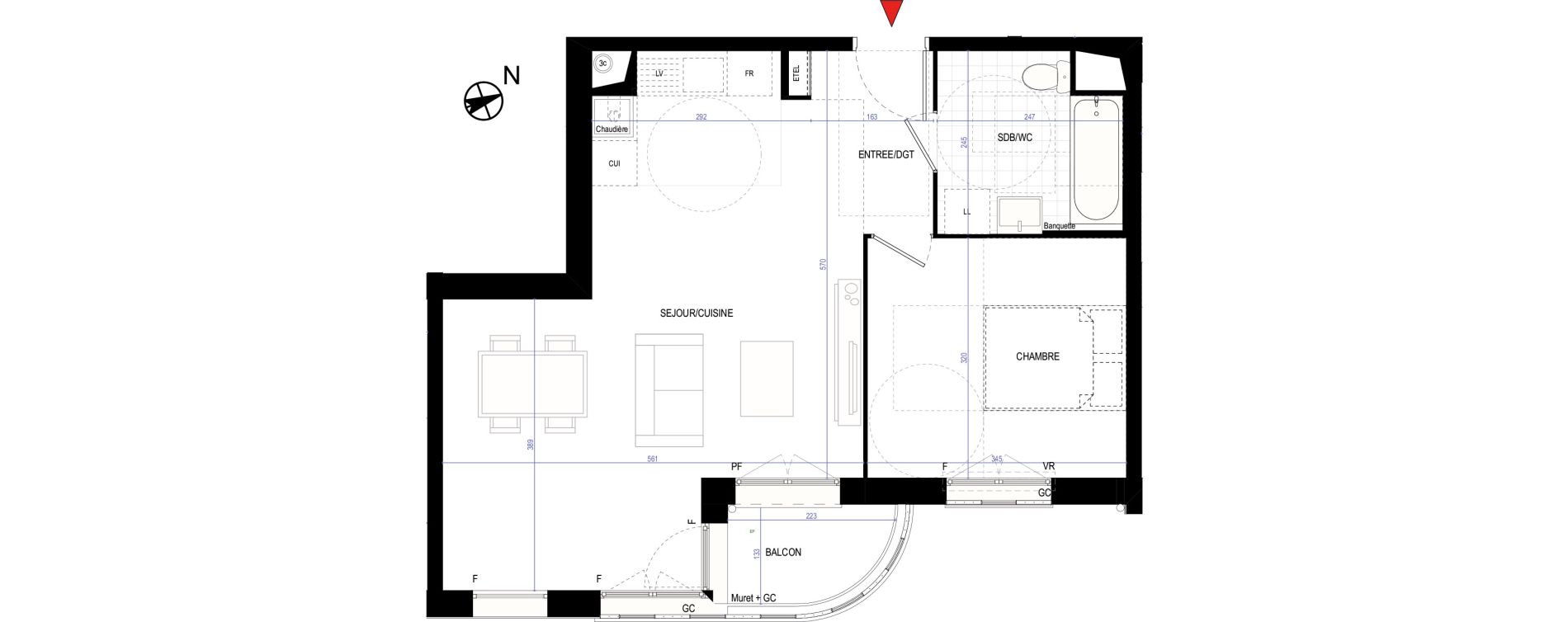 Appartement T2 de 48,97 m2 &agrave; Villepinte March&eacute;