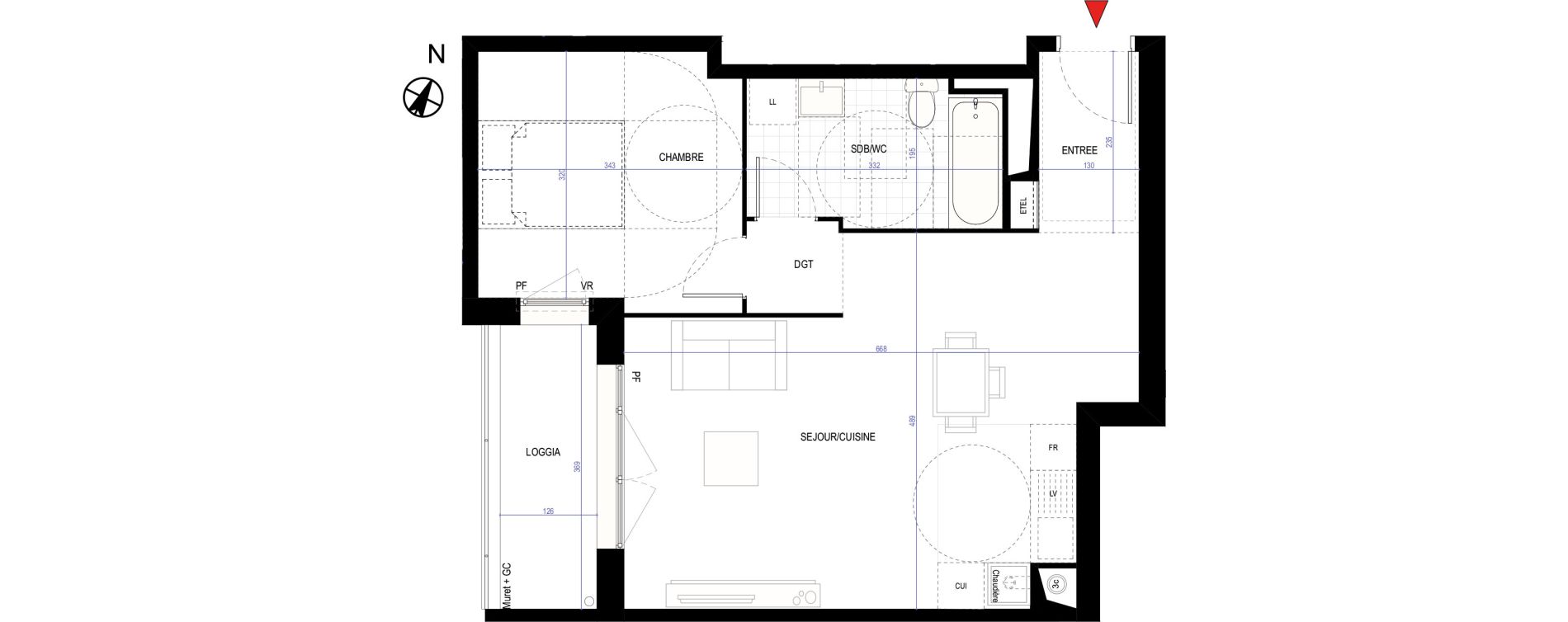Appartement T2 de 48,87 m2 &agrave; Villepinte March&eacute;