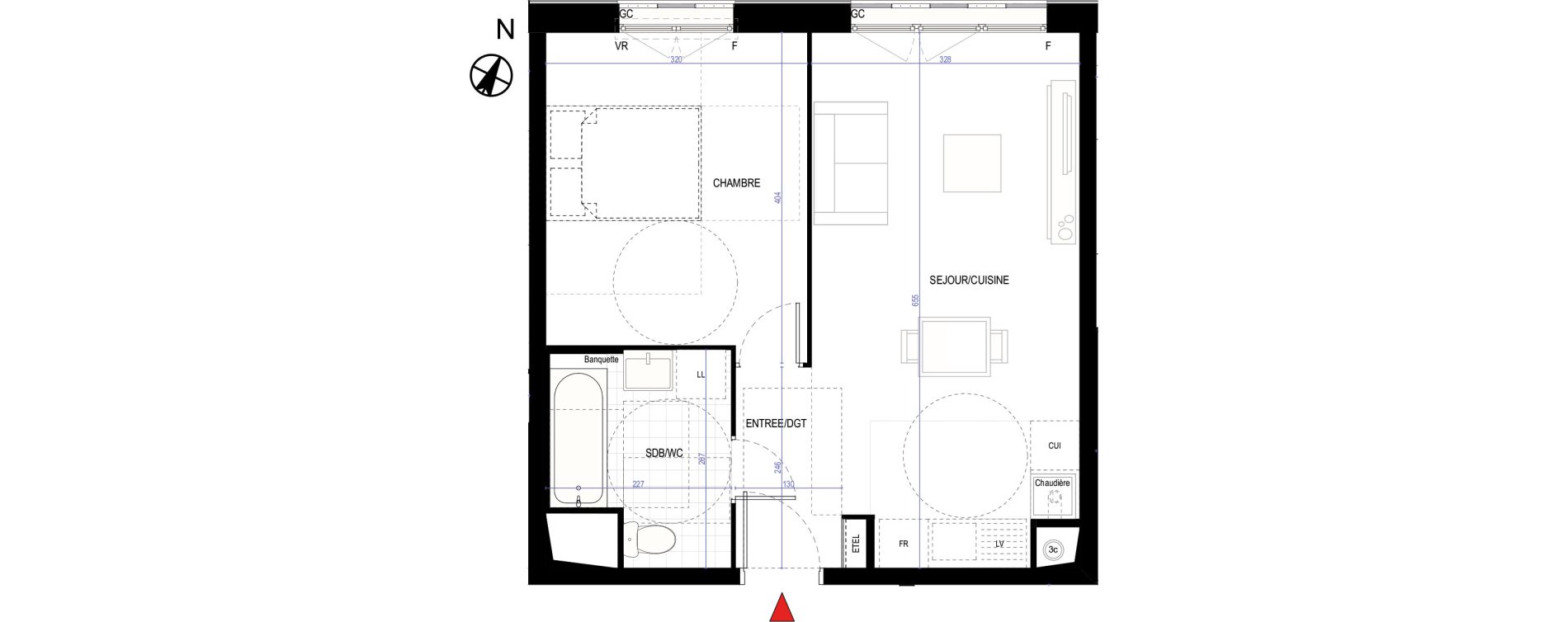 Appartement T2 de 40,96 m2 &agrave; Villepinte March&eacute;