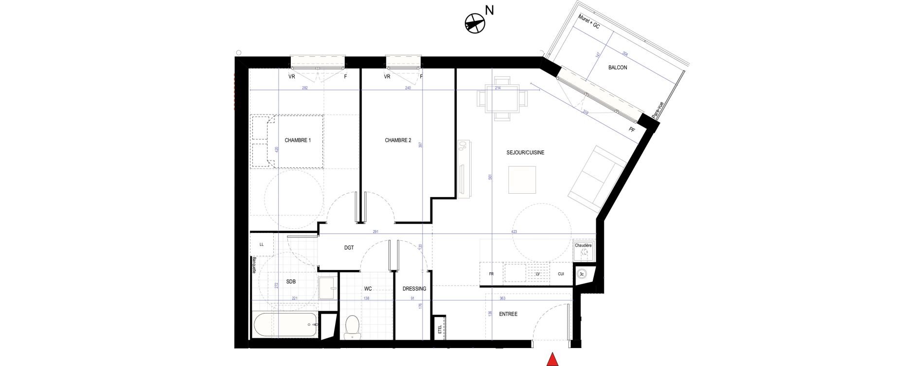 Appartement T3 de 61,10 m2 &agrave; Villepinte March&eacute;