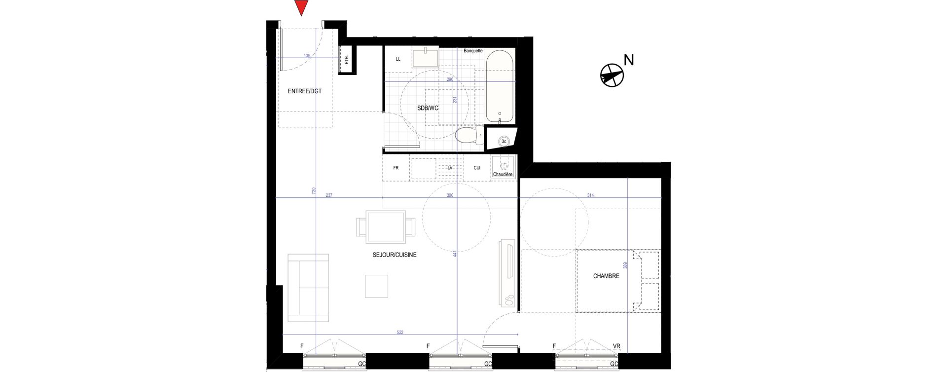 Appartement T2 de 48,00 m2 &agrave; Villepinte March&eacute;