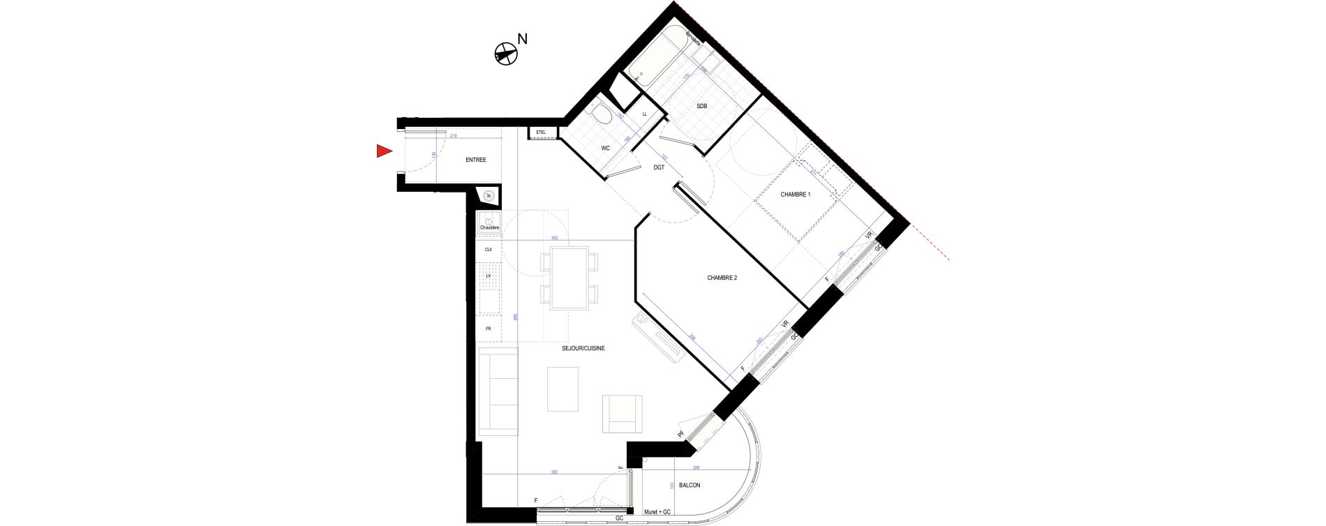 Appartement T3 de 65,75 m2 &agrave; Villepinte March&eacute;