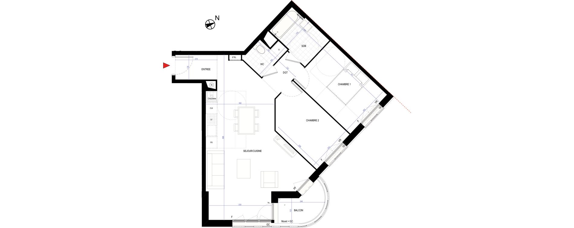 Appartement T3 de 65,75 m2 &agrave; Villepinte March&eacute;