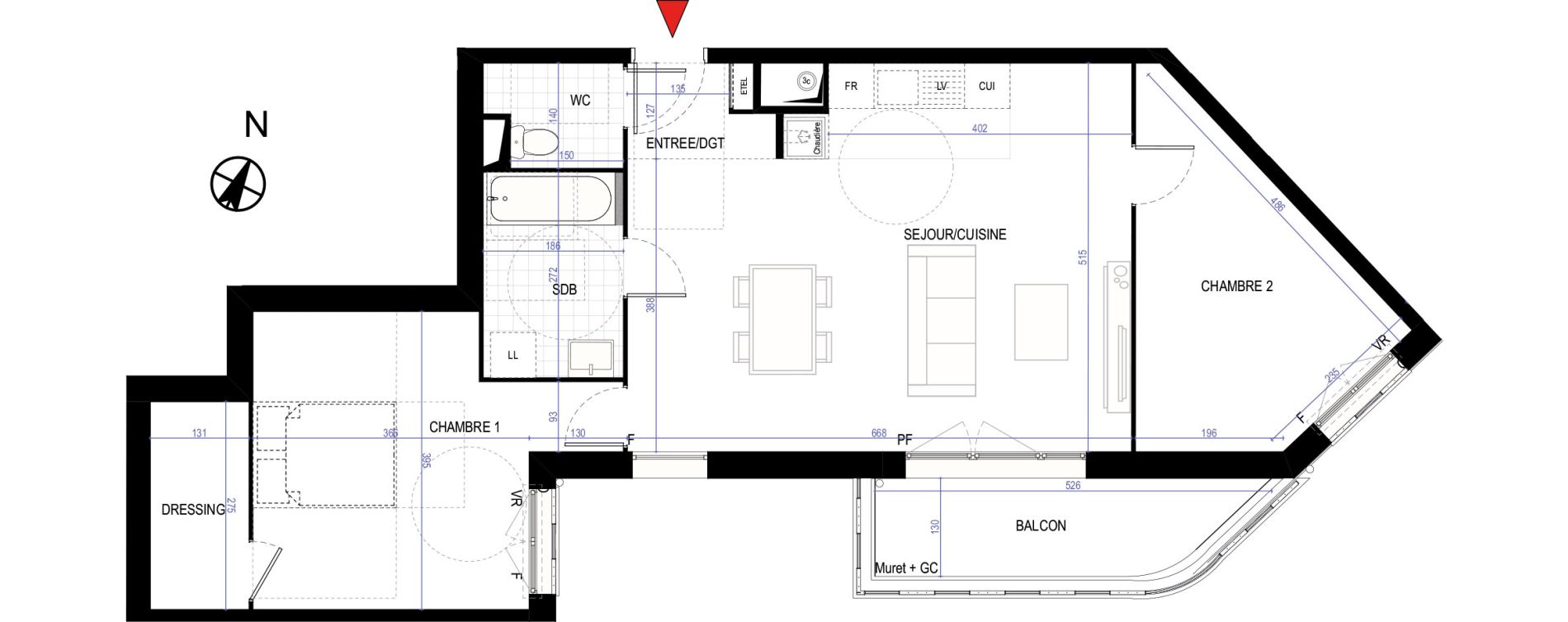 Appartement T3 de 71,09 m2 &agrave; Villepinte March&eacute;
