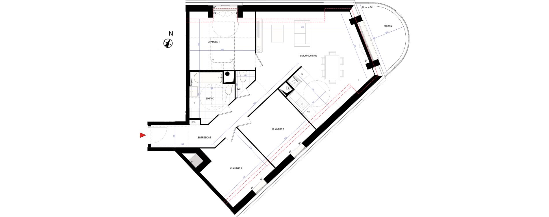 Appartement T4 de 77,32 m2 &agrave; Villepinte March&eacute;