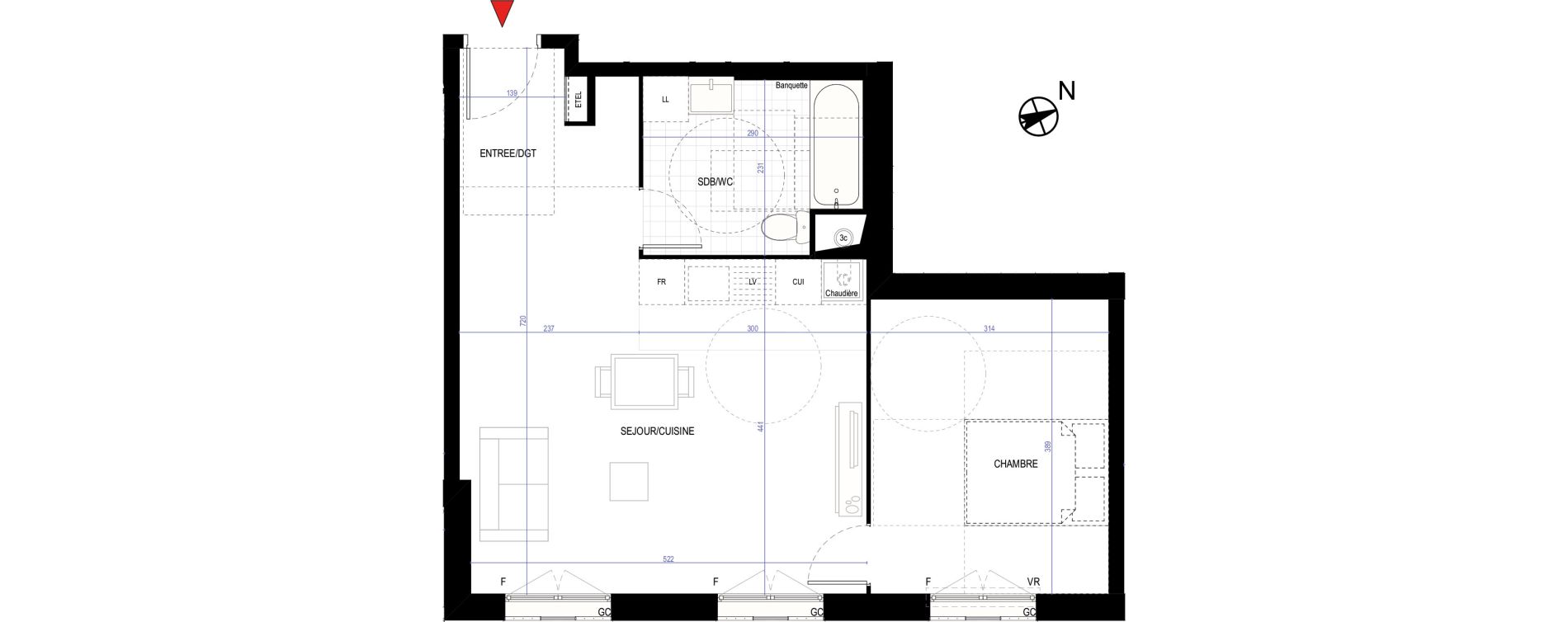 Appartement T2 de 48,00 m2 &agrave; Villepinte March&eacute;