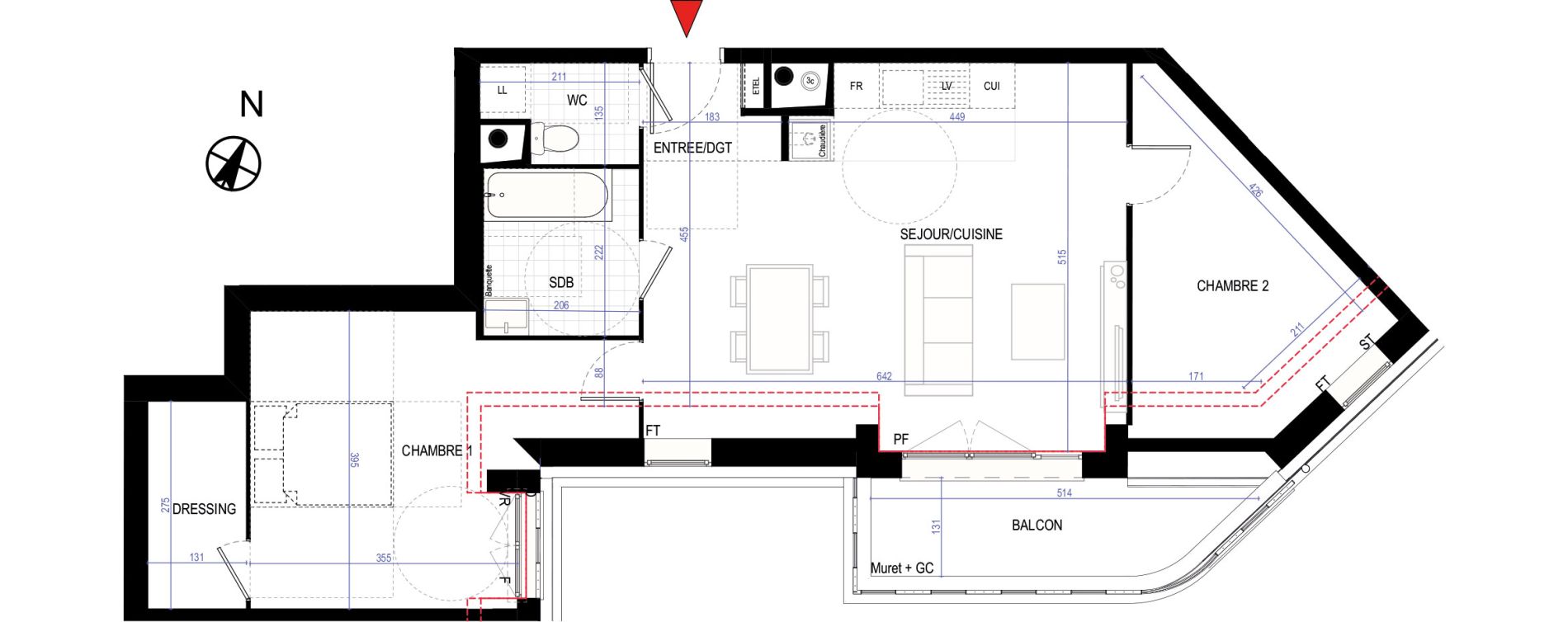 Appartement T3 de 64,40 m2 &agrave; Villepinte March&eacute;