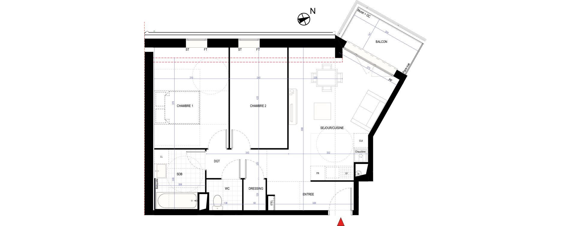 Appartement T3 de 56,11 m2 &agrave; Villepinte March&eacute;