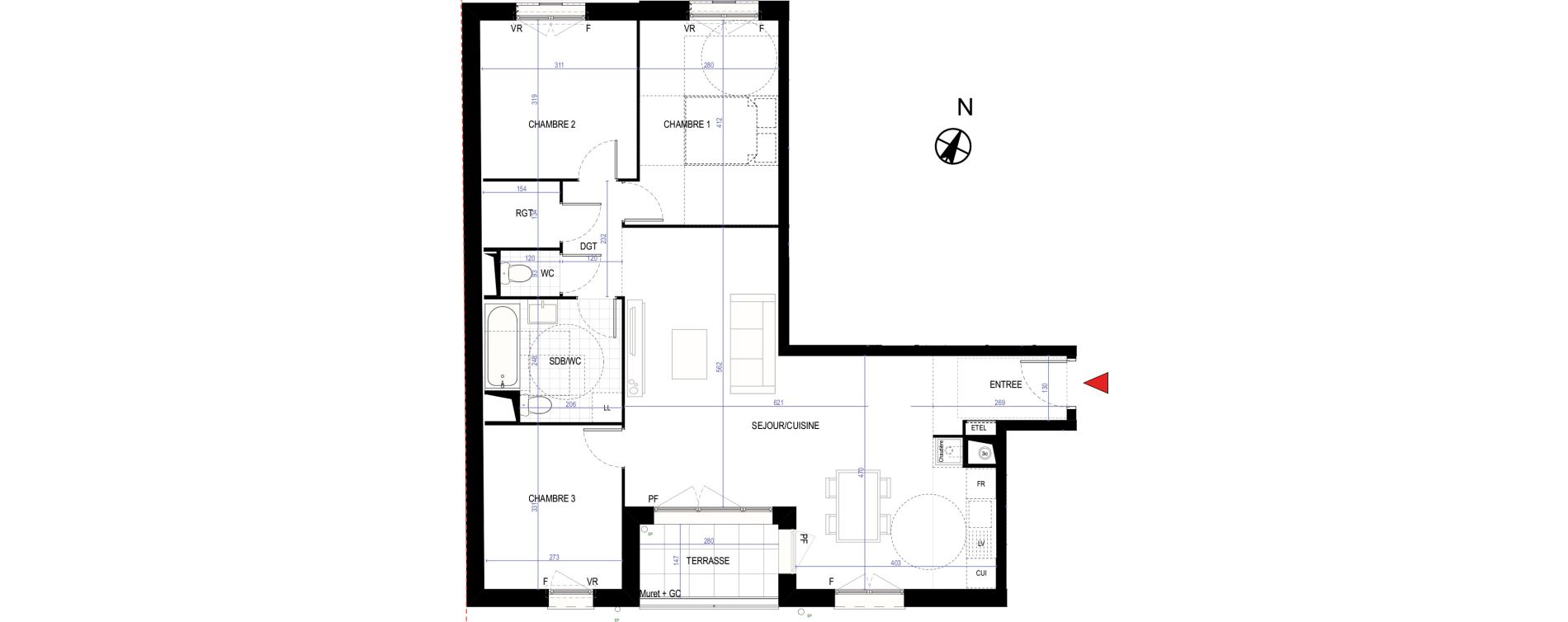 Appartement T4 de 81,79 m2 &agrave; Villepinte March&eacute;