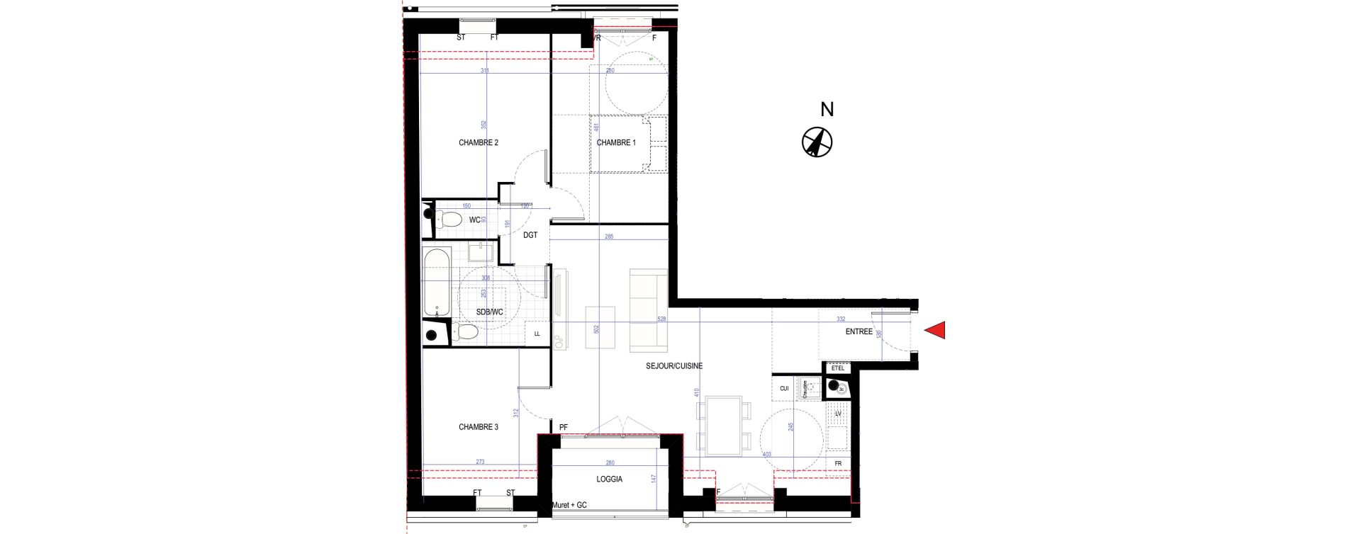Appartement T4 de 75,64 m2 &agrave; Villepinte March&eacute;