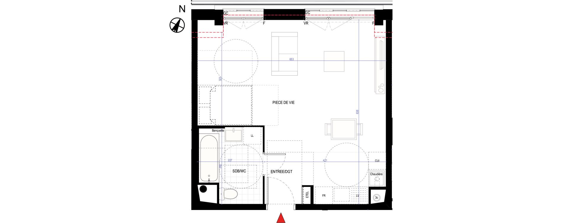 Appartement T1 de 39,70 m2 &agrave; Villepinte March&eacute;