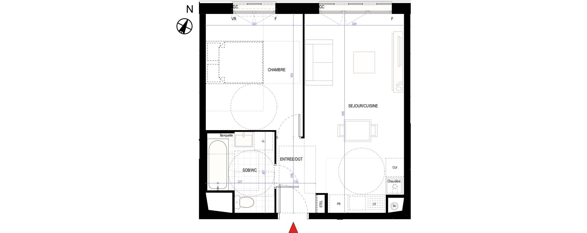 Appartement T2 de 40,96 m2 &agrave; Villepinte March&eacute;